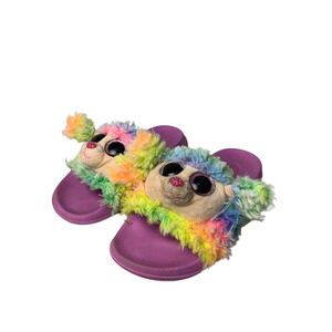 Ty Kids Plush Rainbow Bear Slippers  Size 1-3